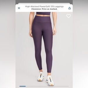 Old navy power soft purple leggings 7/8 length with pockets worn once